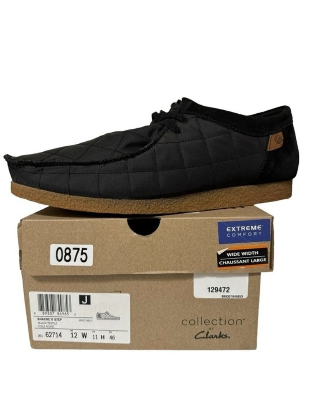 Clarks Mens Shacre II Step Moc Loafers Size 12 Wide Black Casual Suede Textile